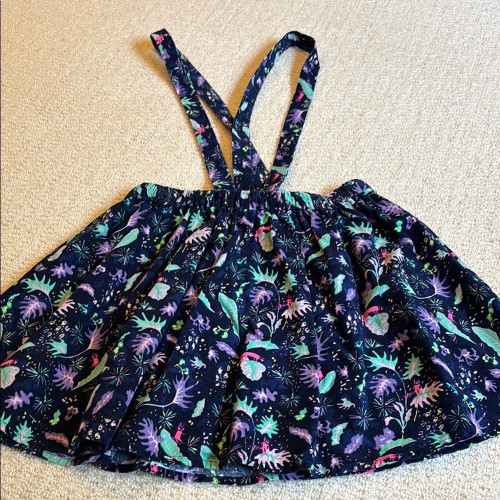 Egg corduroy Floral Patterned Skirt with Straps